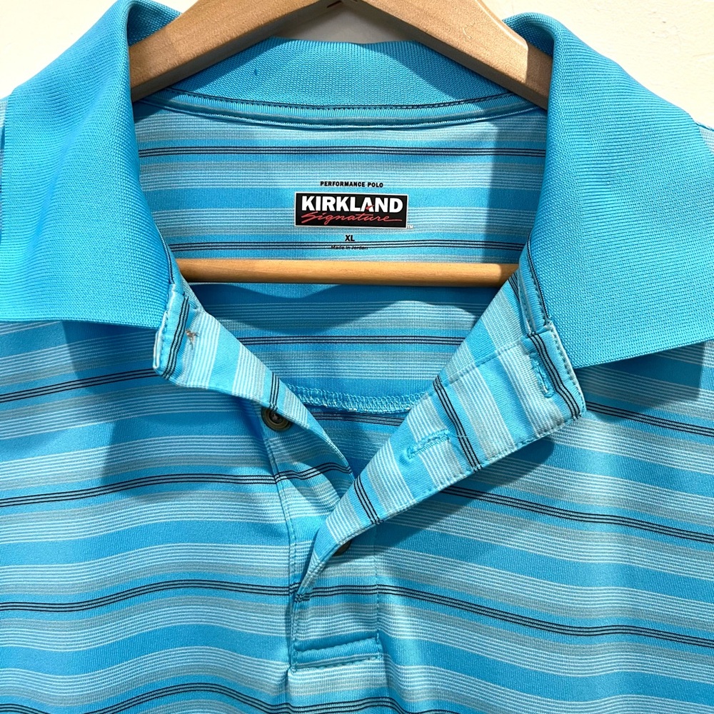 Kirkland Signature Blue Striped Polo Shirt